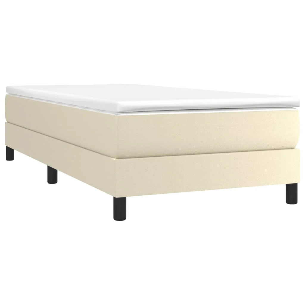 Boxspring sengeramme 90x200 cm kunstlæder cremefarvet - Image 3