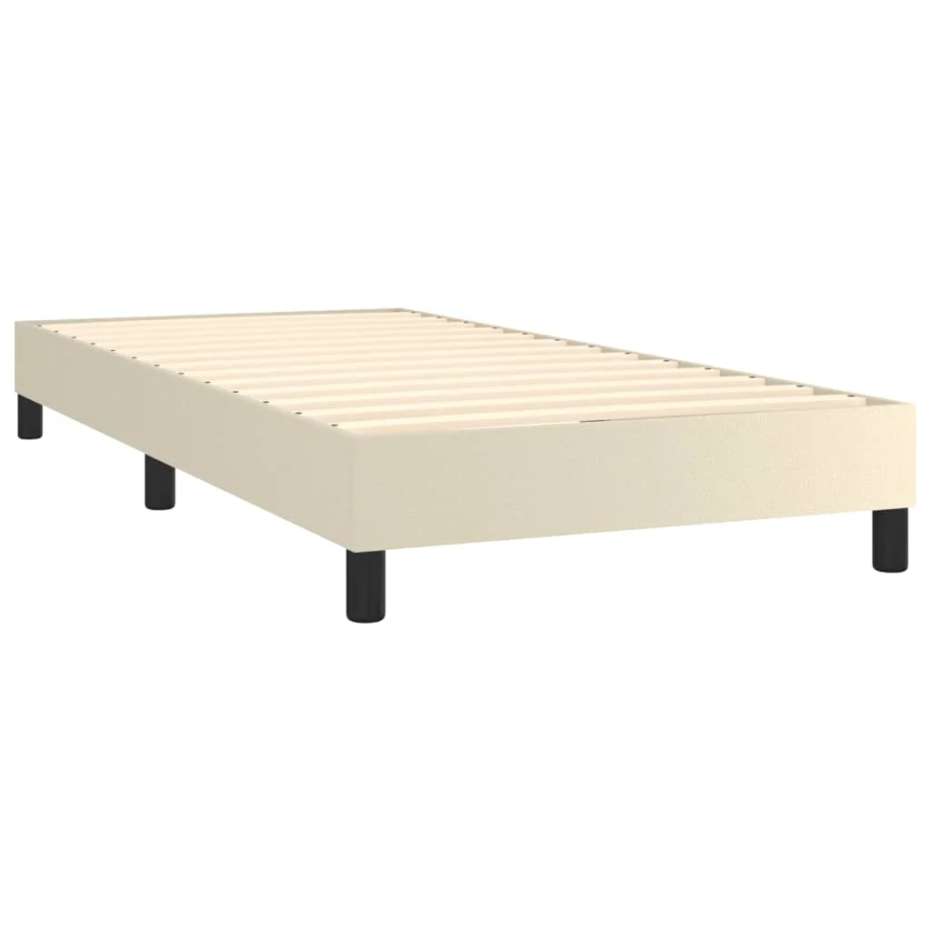 Boxspring sengeramme 90x200 cm kunstlæder cremefarvet - Image 4