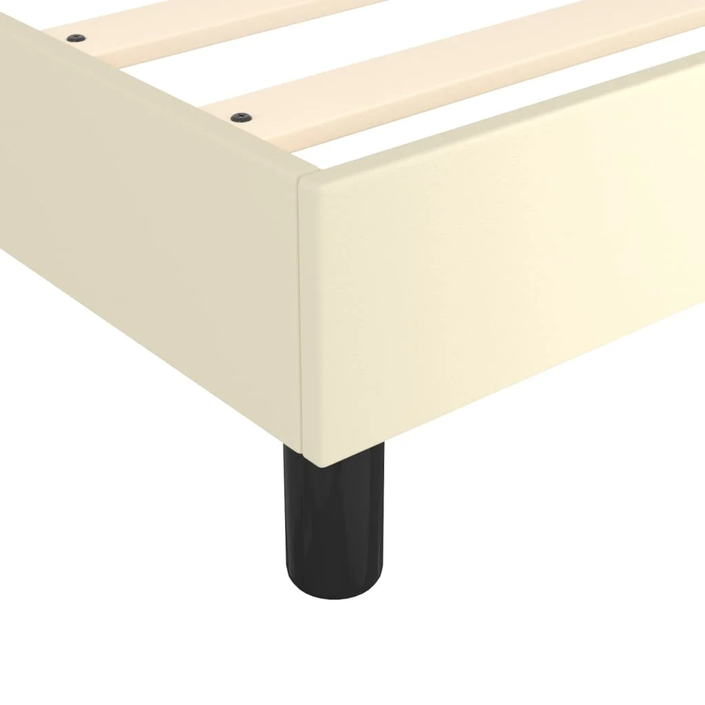 Boxspring sengeramme 90x200 cm kunstlæder cremefarvet - Image 7