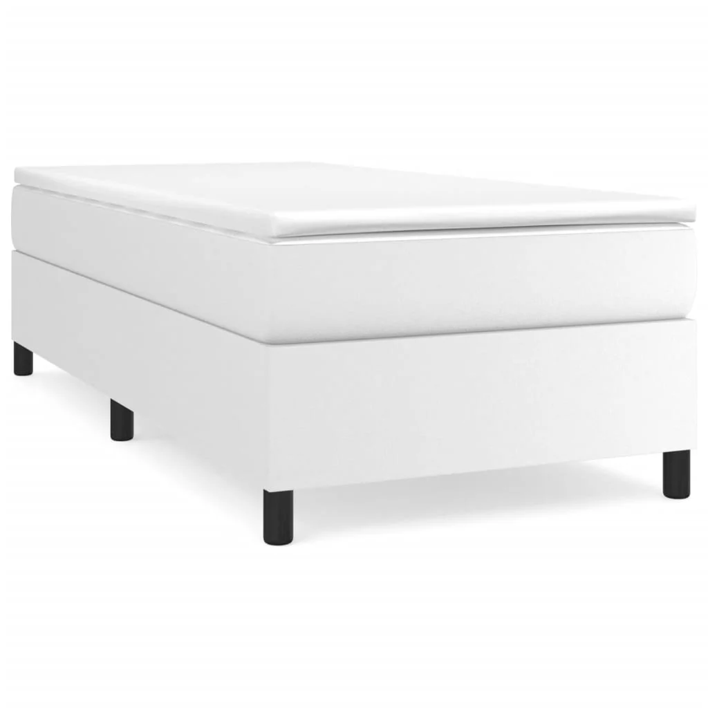 Boxspring sengeramme 90x200 cm kunstlæder hvid - Image 2