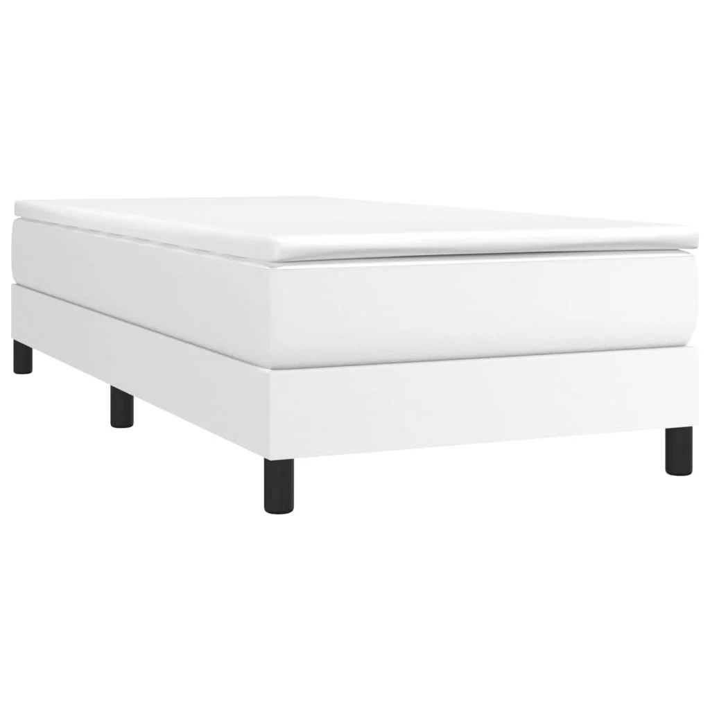 Boxspring sengeramme 90x200 cm kunstlæder hvid - Image 3