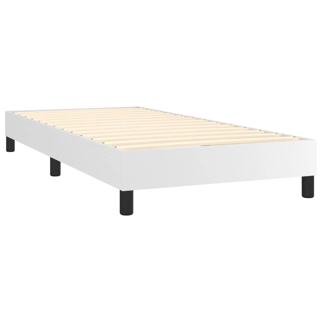 Boxspring sengeramme 90x200 cm kunstlæder hvid - Image 4