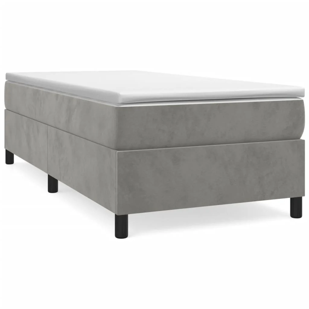 Boxspring sengeramme Lysegrå 100x200 cm Fløjl - Image 2