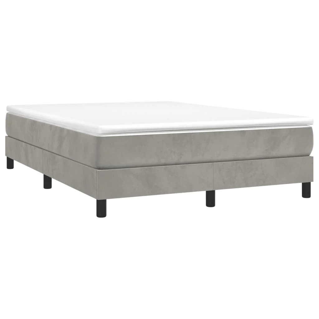 Boxspring sengeramme Lysegrå 140x190 cm Fløjl - Image 3