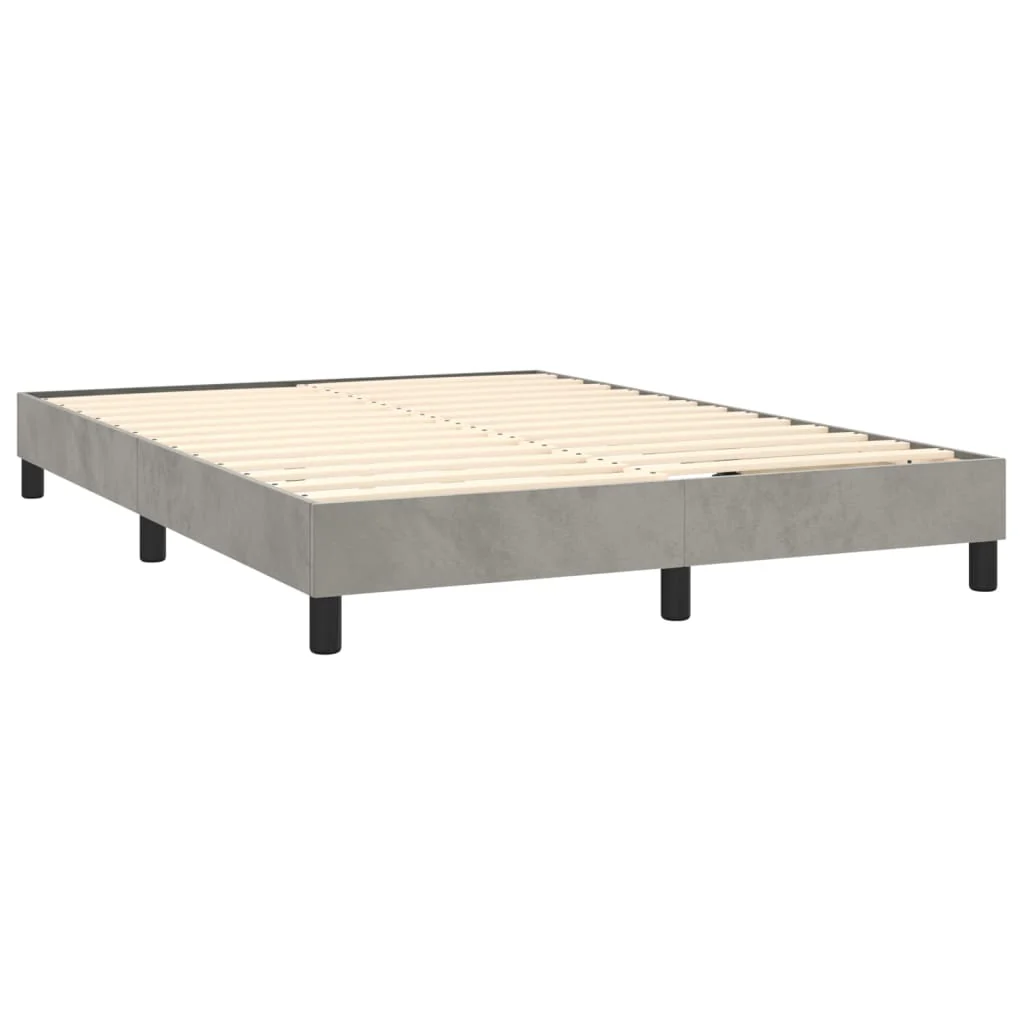 Boxspring sengeramme Lysegrå 140x190 cm Fløjl - Image 4