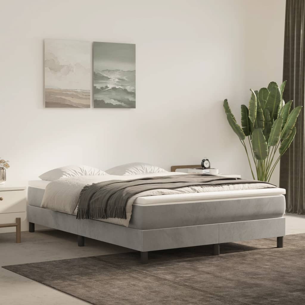 Boxspring sengeramme Lysegrå 140x200 cm Fløjl