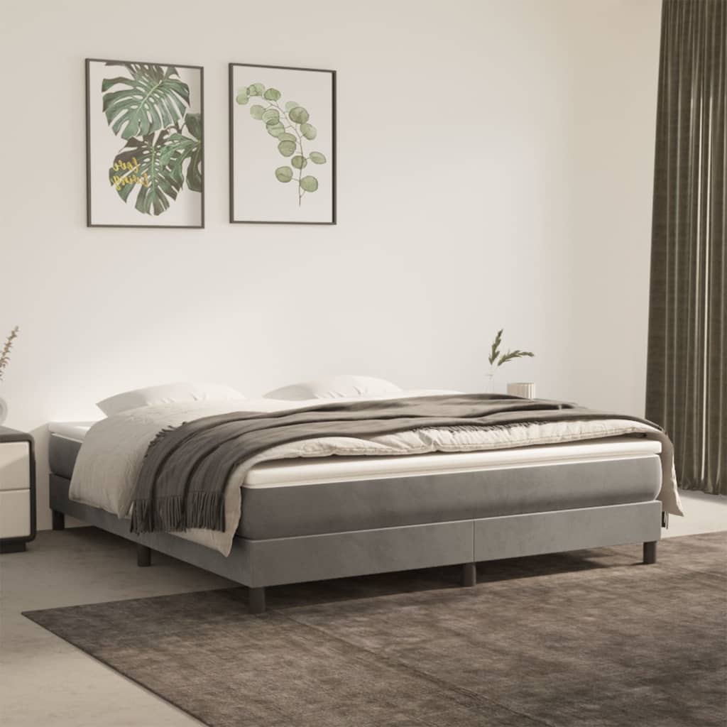 Boxspring sengeramme Lysegrå 160x200 cm Fløjl