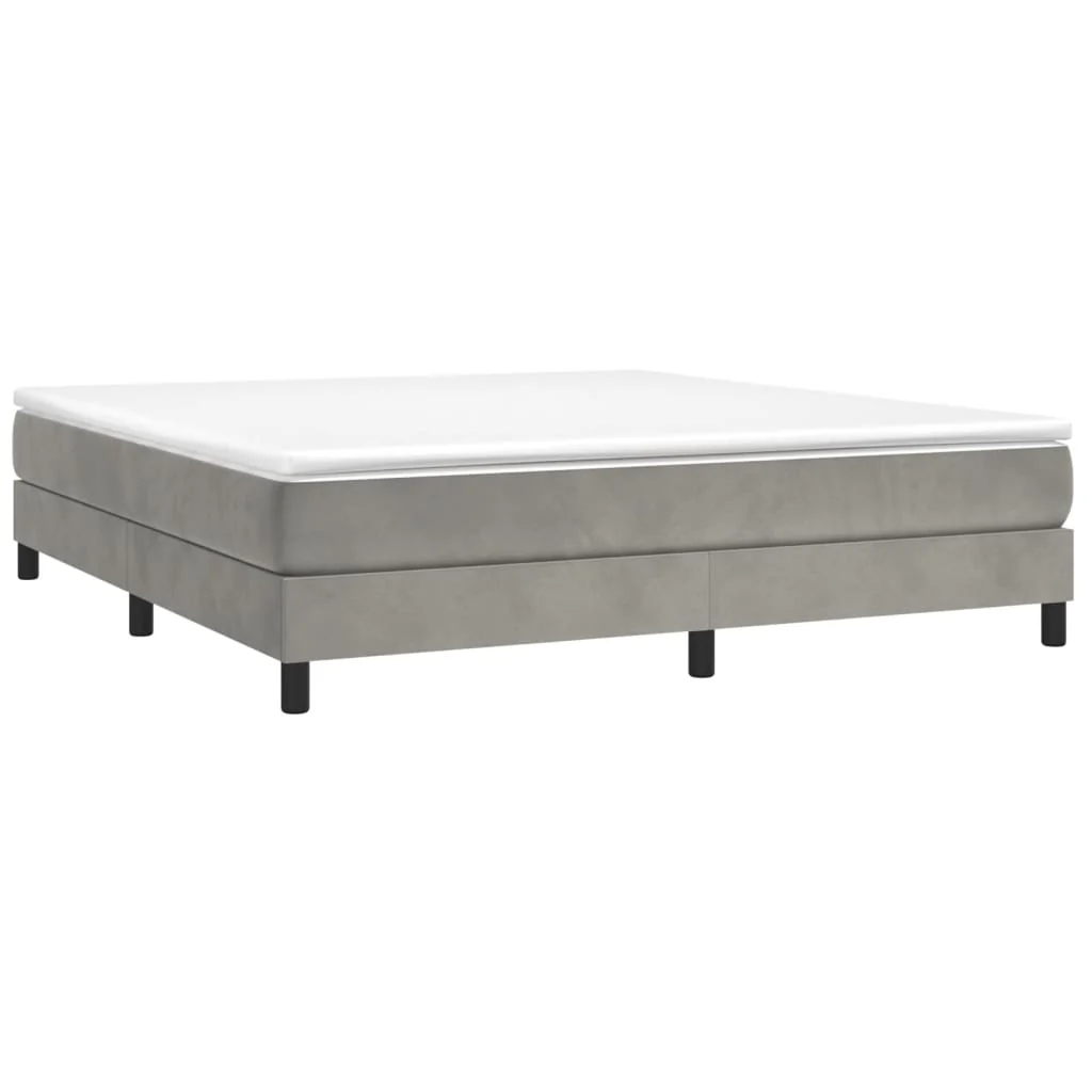 Boxspring sengeramme Lysegrå 160x200 cm Fløjl - Image 3