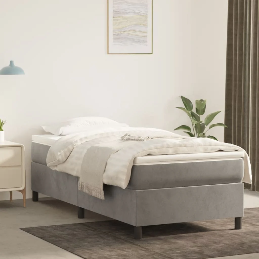 Boxspring sengeramme Lysegrå 80x200 cm Fløjl