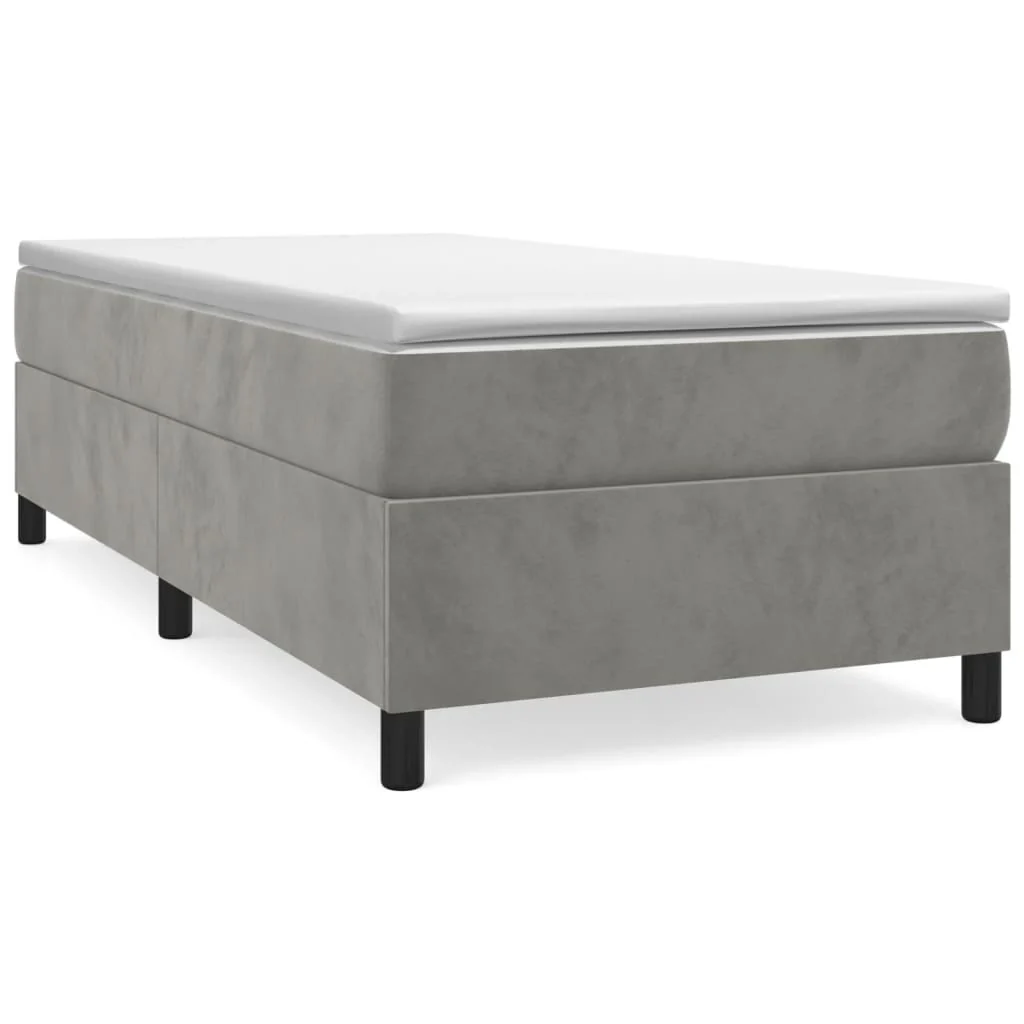 Boxspring sengeramme Lysegrå 80x200 cm Fløjl - Image 2