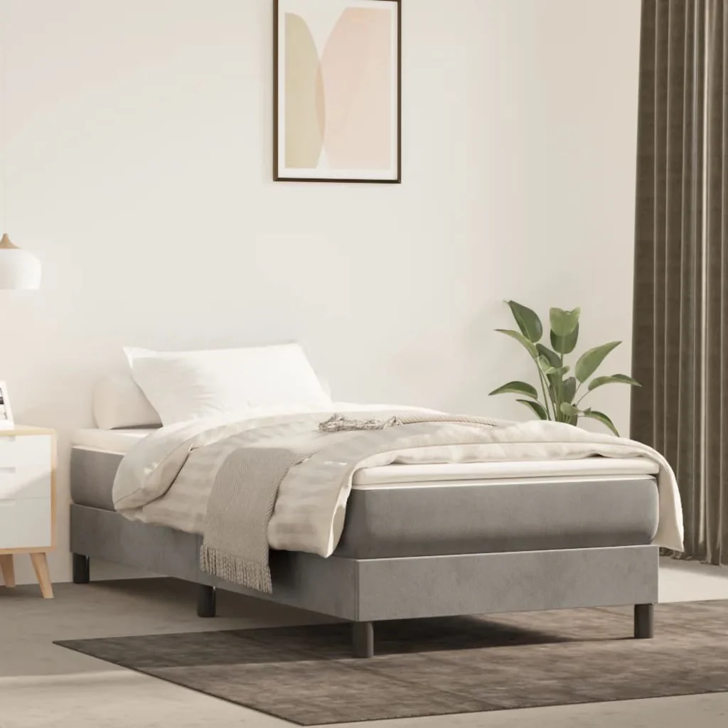 Boxspring sengeramme Lysegrå 80x200 cm Fløjl