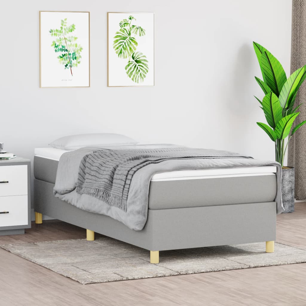 Boxspring sengeramme Lysegrå 90x190 cm Stof