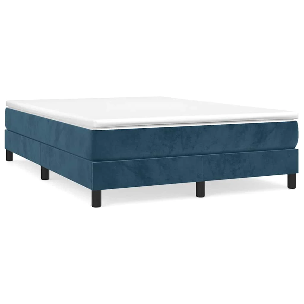 Boxspring sengeramme Mørkeblå 140x190 cm Fløjl - Image 2