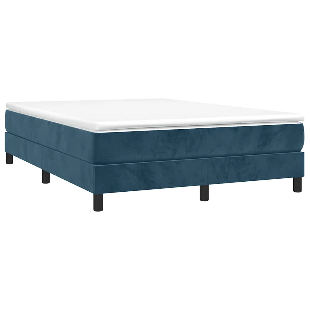 Boxspring sengeramme Mørkeblå 140x190 cm Fløjl - Image 3