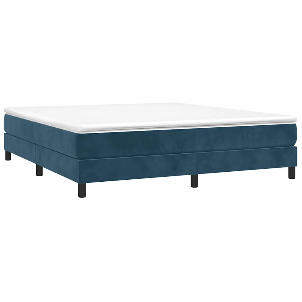 Boxspring sengeramme Mørkeblå 160x200 cm Fløjl - Image 3