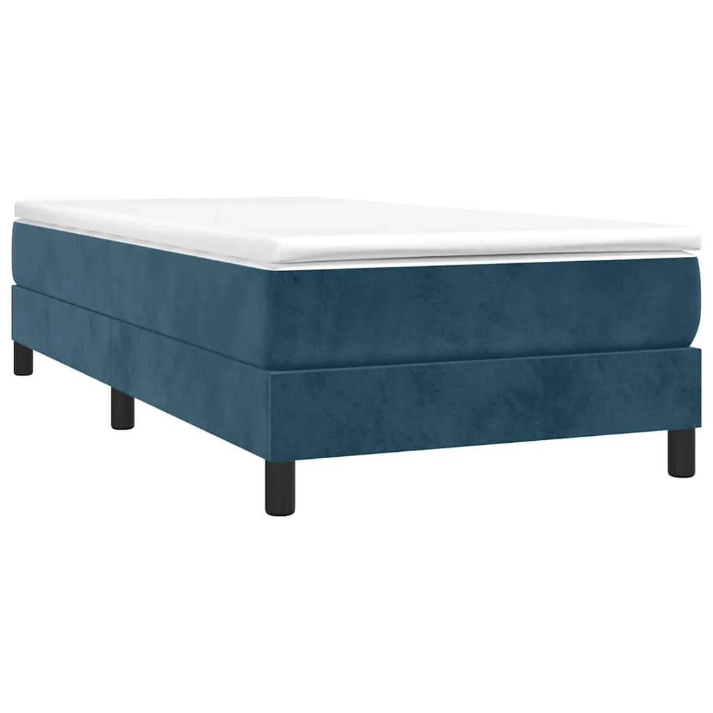 Boxspring sengeramme Mørkeblå 90x190 cm Fløjl - Image 3