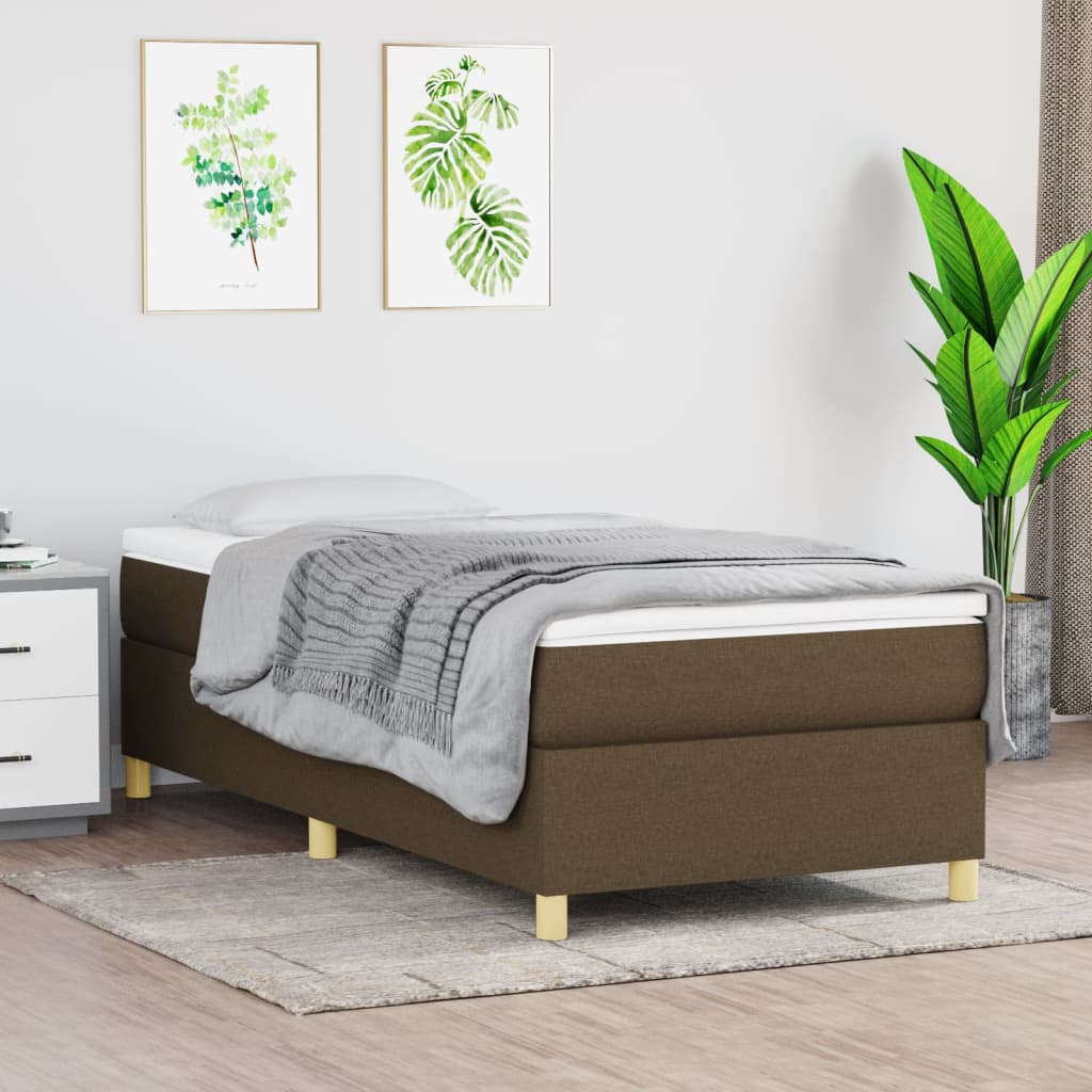 Boxspring sengeramme Mørkebrun 90x200 cm Stof