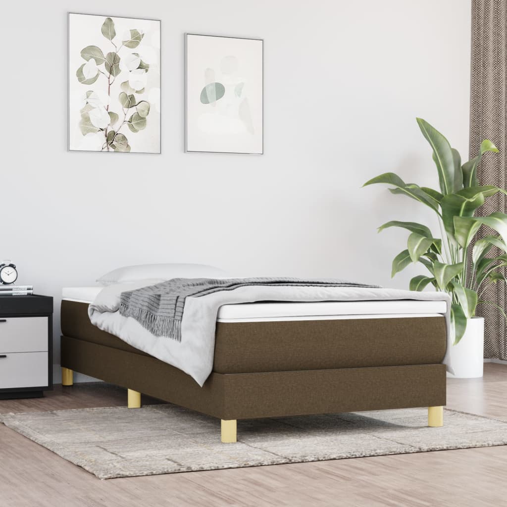 Boxspring sengeramme Mørkebrun 90x200 cm Stof