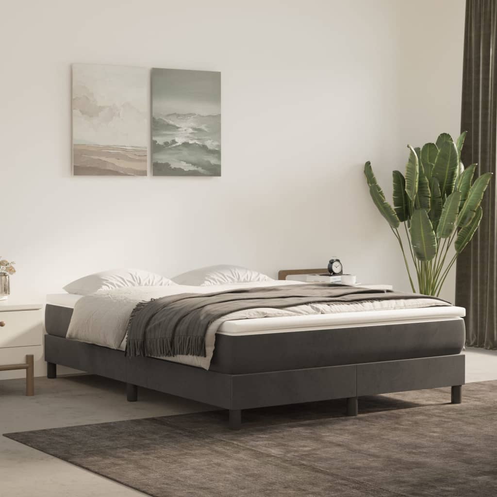 Boxspring sengeramme Mørkegrå 140x190 cm Fløjl