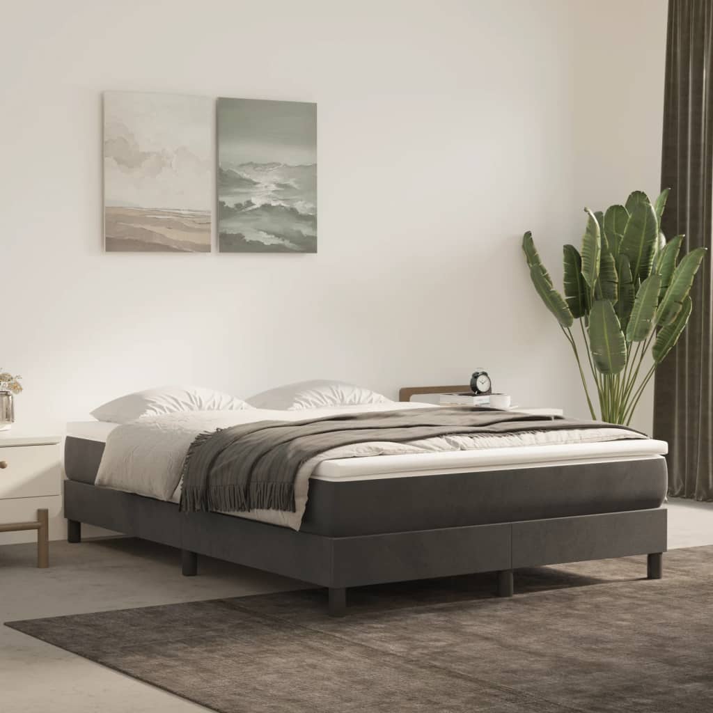 Boxspring sengeramme Mørkegrå 140x200 cm Fløjl