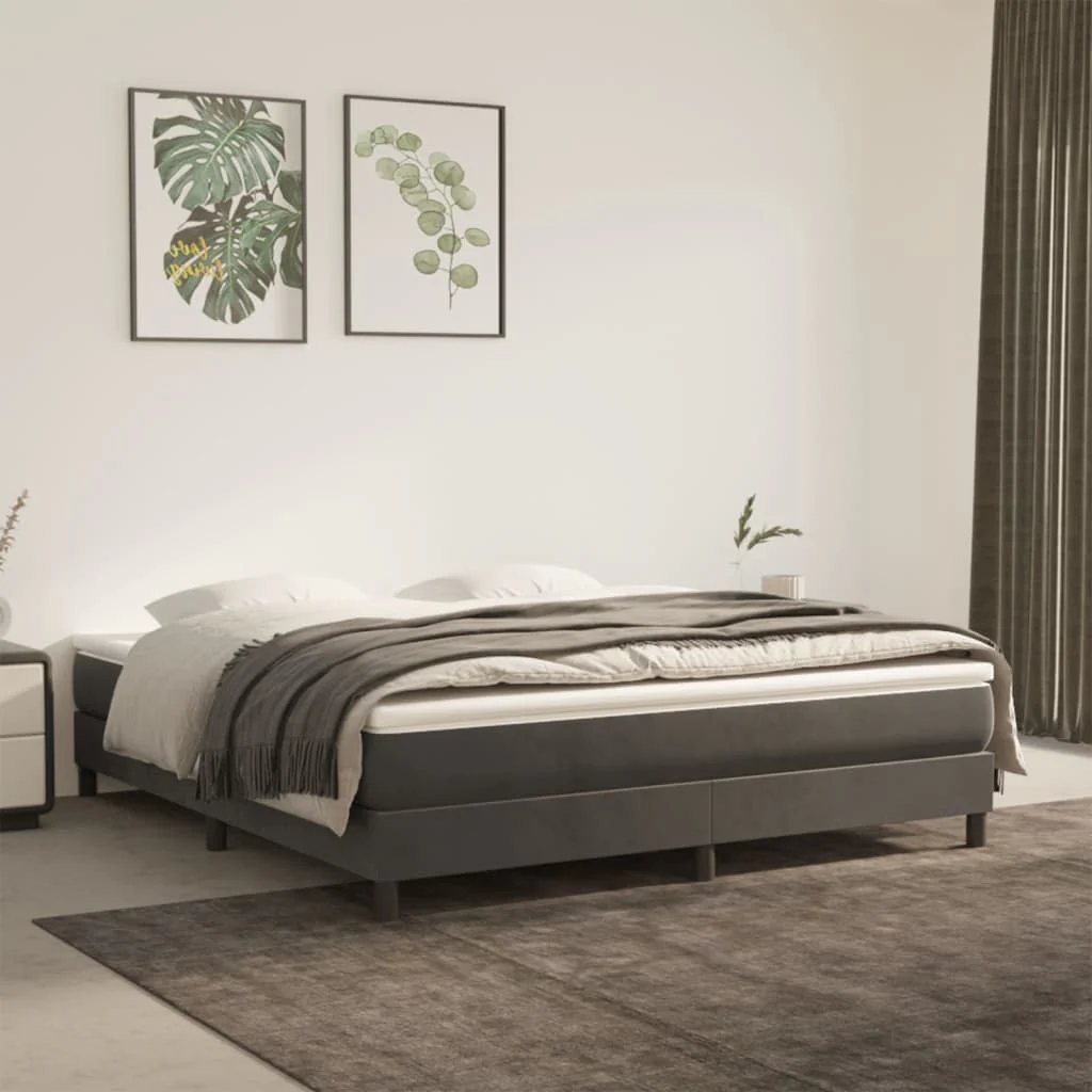 Boxspring sengeramme Mørkegrå 180x200 cm Fløjl