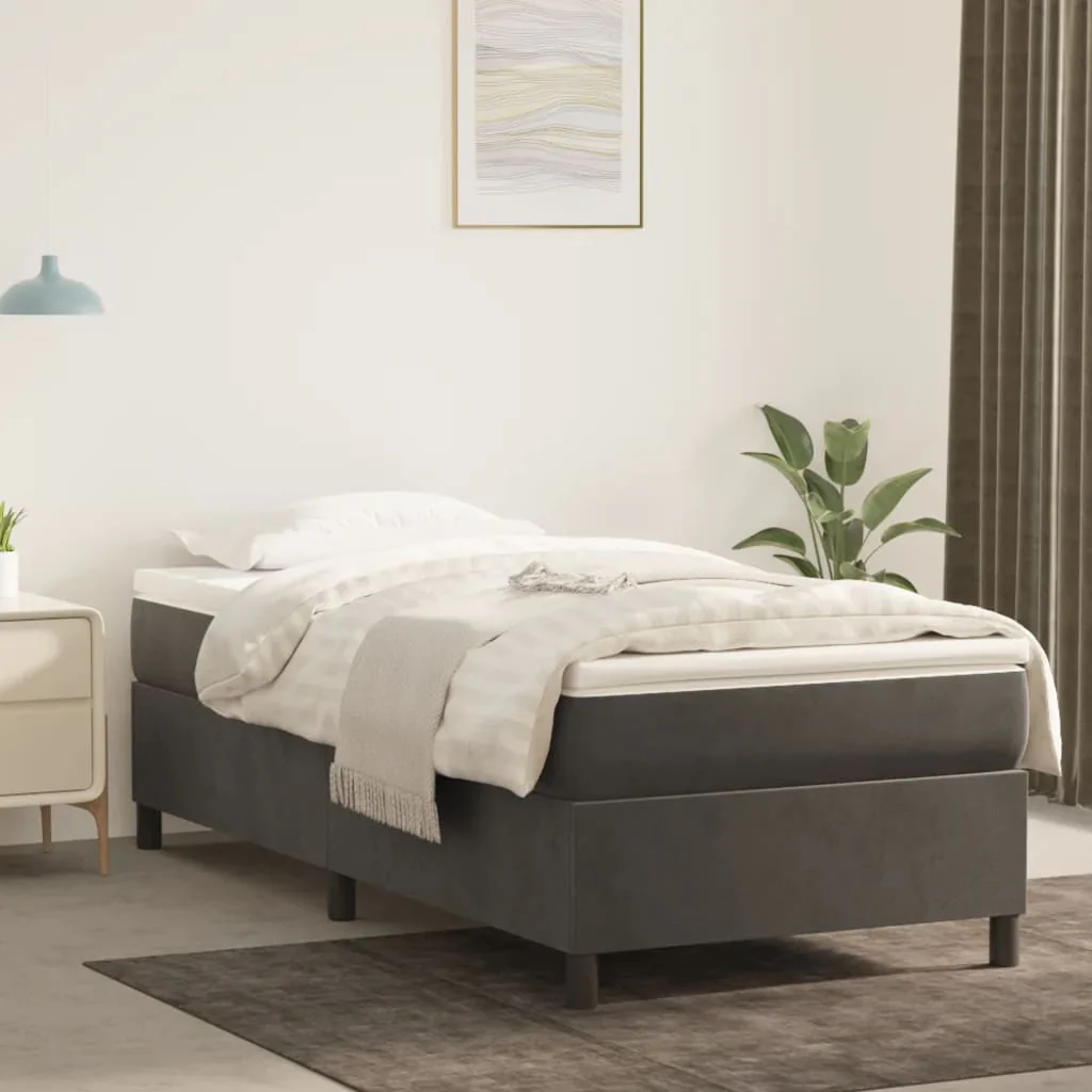 Boxspring sengeramme Mørkegrå 80x200 cm Fløjl