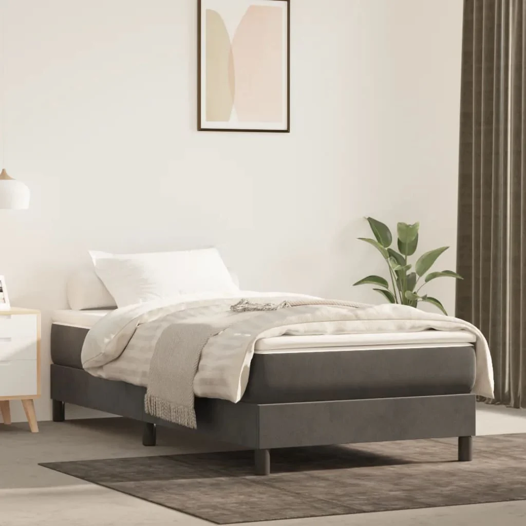 Boxspring sengeramme Mørkegrå 90x190 cm Fløjl