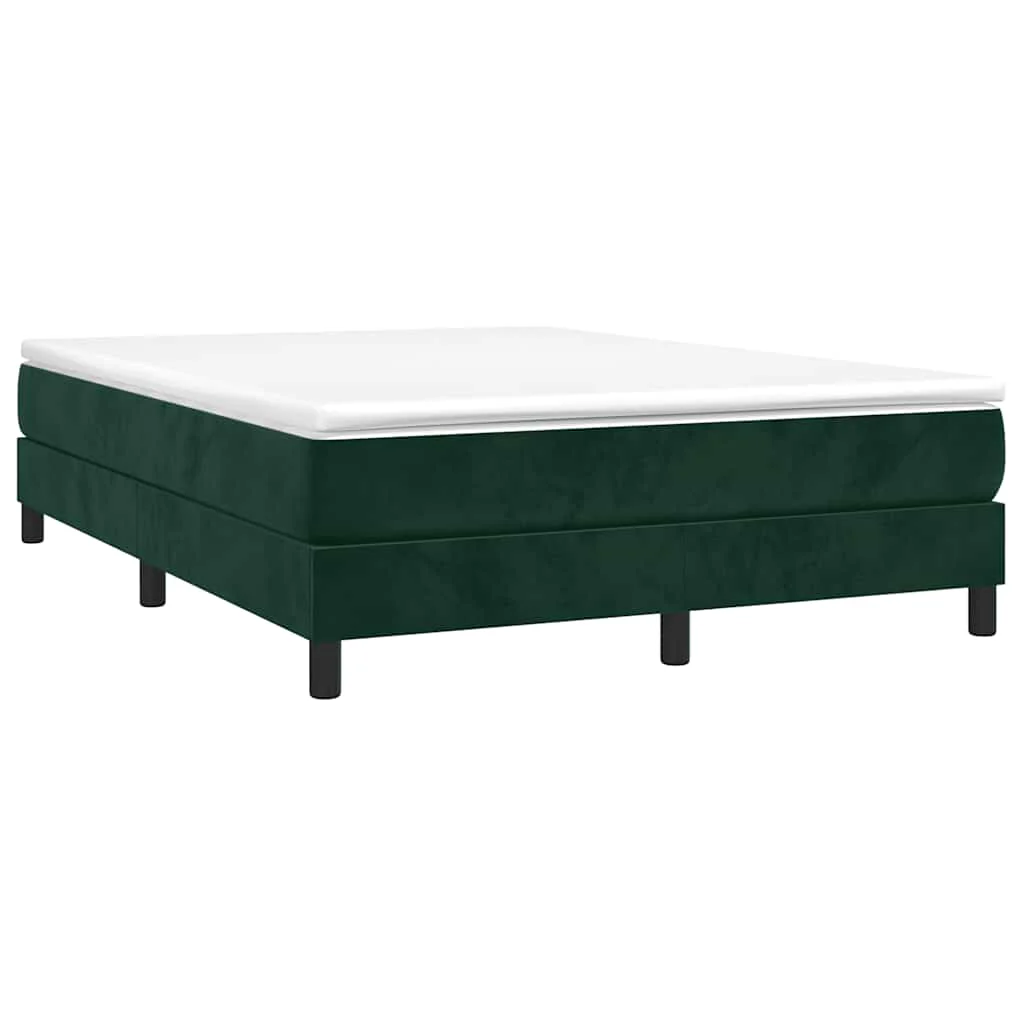 Boxspring sengeramme Mørkegrøn 140x190 cm Fløjl - Image 3