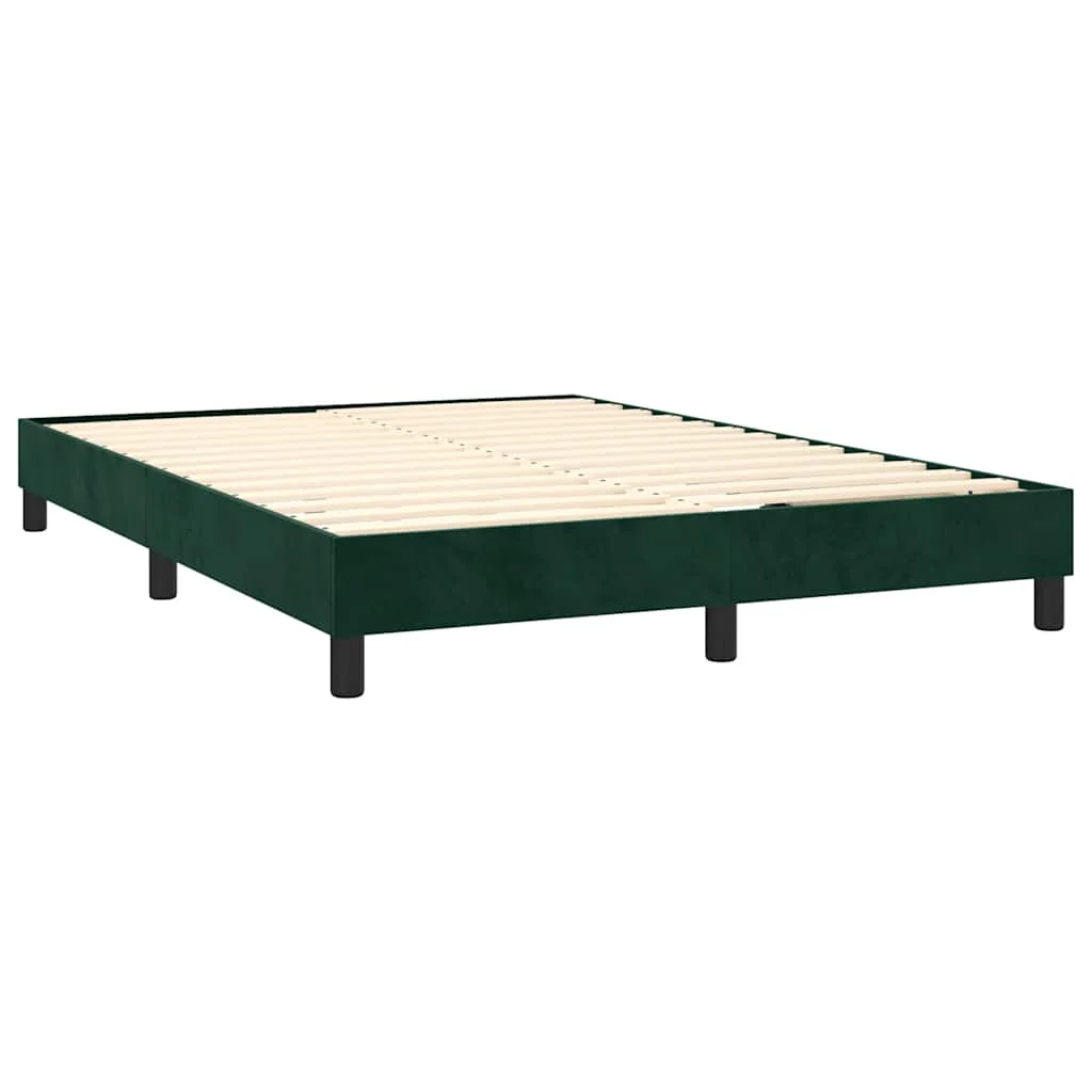 Boxspring sengeramme Mørkegrøn 140x200 cm Fløjl - Image 4