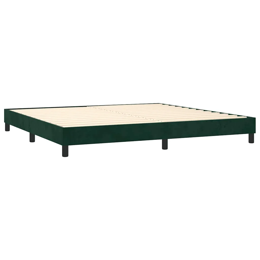 Boxspring sengeramme Mørkegrøn 200x200 cm Fløjl - Image 4