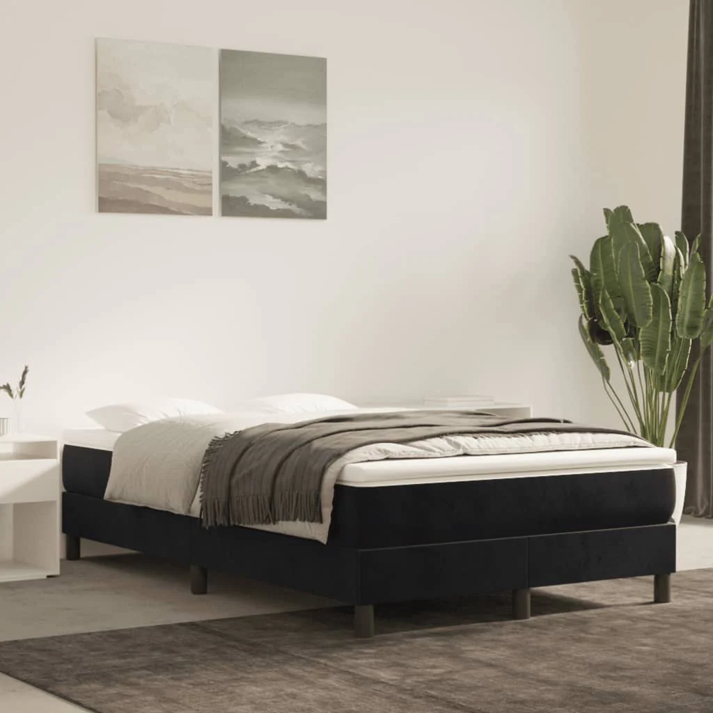 Boxspring sengeramme Sort 120x200 cm Fløjl