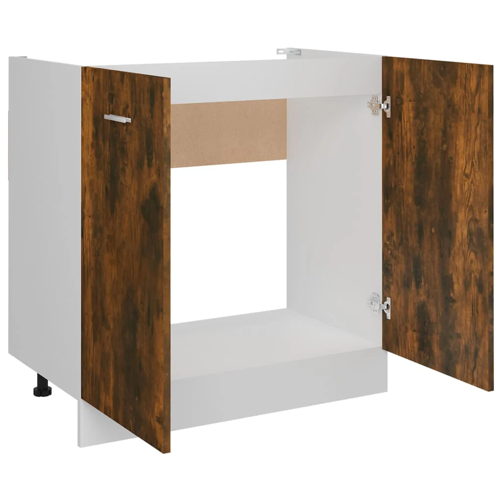 bundskab til vask "Lyon" røget eg 80x46x81,5 cm konstrueret træ - Image 7
