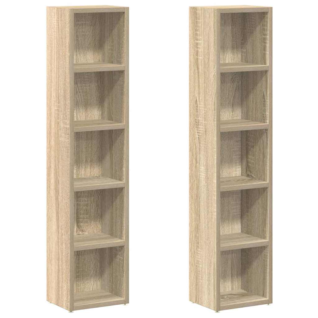 CD-reoler 2 stk. 21x16x93,5 cm spånplade sonoma-eg - Image 2