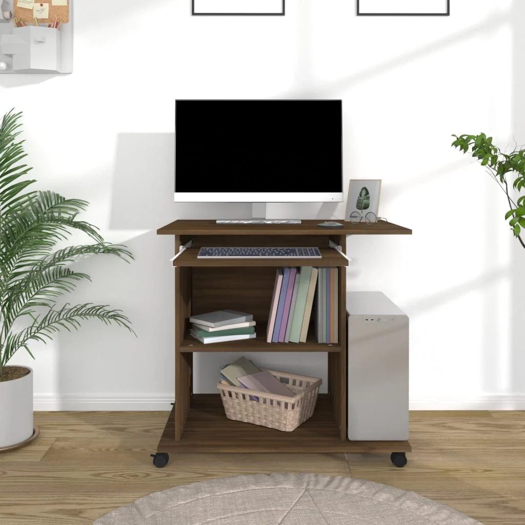 computerbord 80x50x75 cm konstrueret træ brun egetræsfarve - Image 3