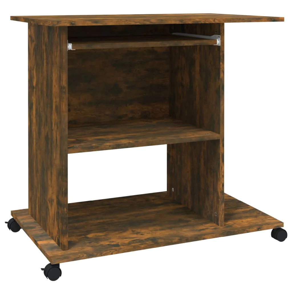 computerbord 80x50x75 cm konstrueret træ røget egetræsfarve - Image 2