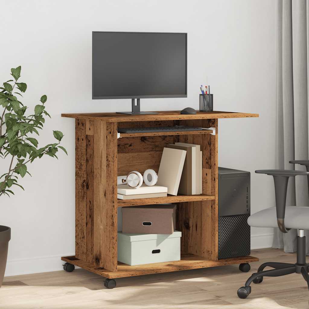 computerbord 80x50x75 cm spånplade antikt træ - Image 3