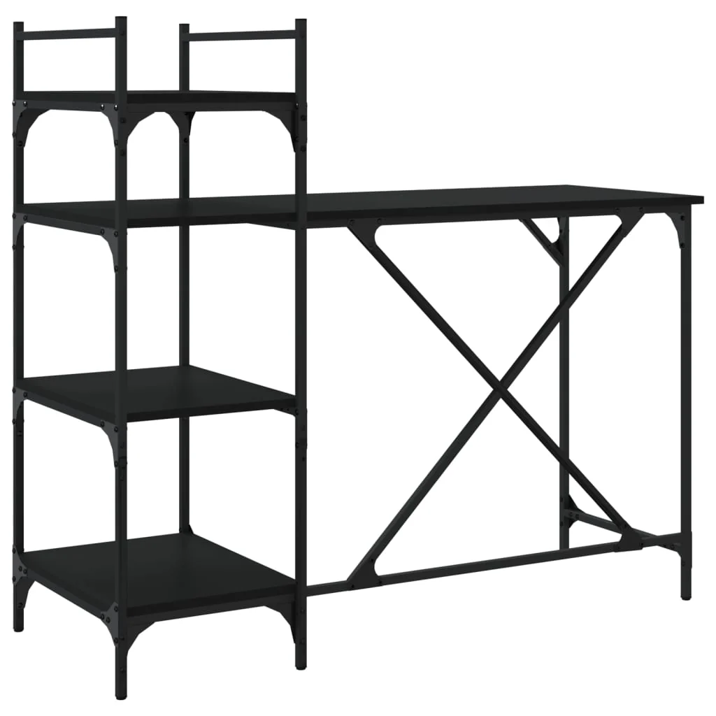 computerbord med hylder 120x47x109 cm sort - Image 2