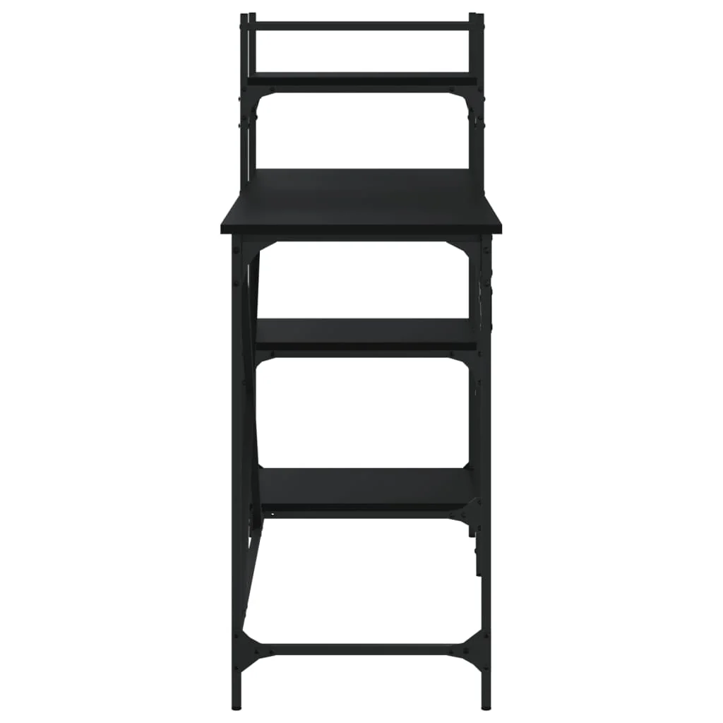 computerbord med hylder 120x47x109 cm sort - Image 5