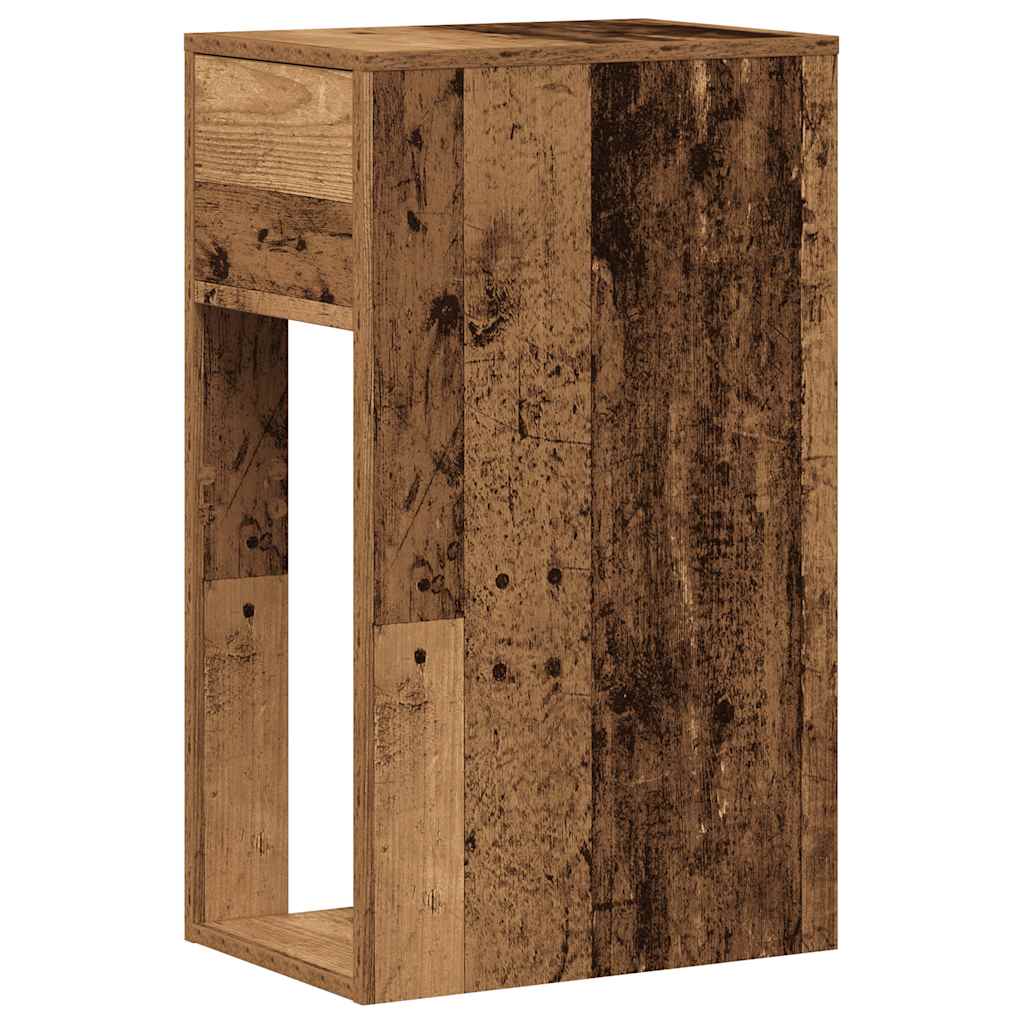Computertårnstativ med skuffe 30x44x74 cm antikt træ - Image 7