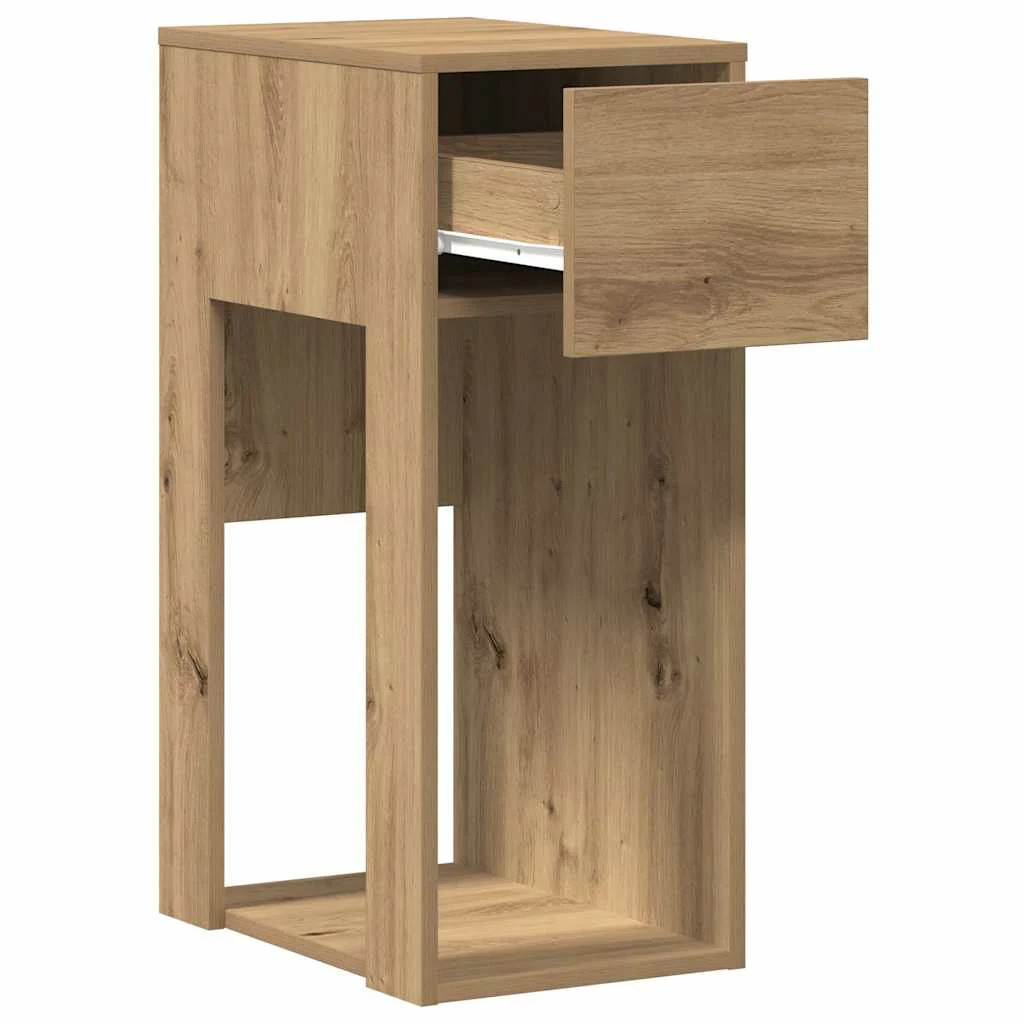 Computertårnstativ med skuffe 30x44x74 cm egetræsfarvet - Image 4