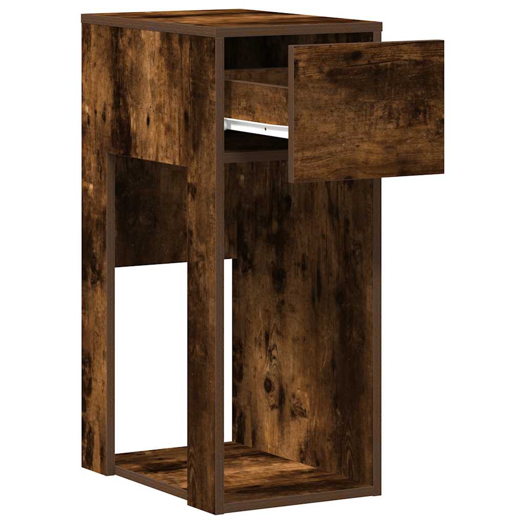 Computertårnstativ med skuffe 30x44x74 cm røget egetræsfarve - Image 4