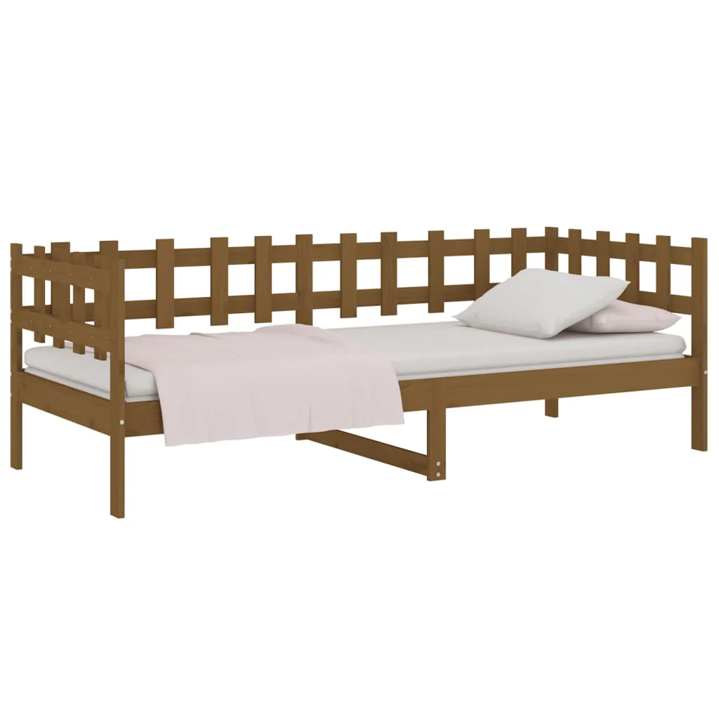 daybed 80x200 cm massivt fyrretræ gyldenbrun - Image 3