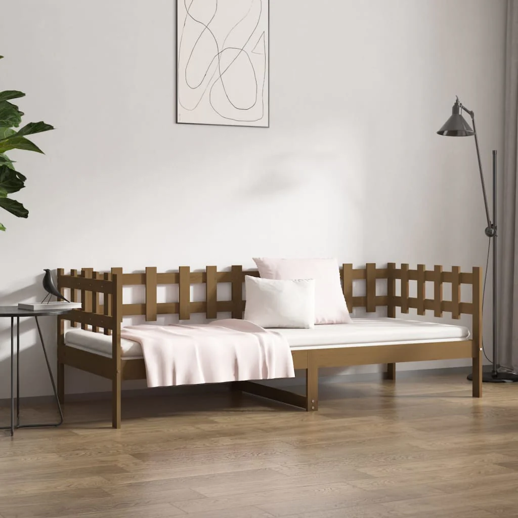 daybed 80x200 cm massivt fyrretræ gyldenbrun - Image 4