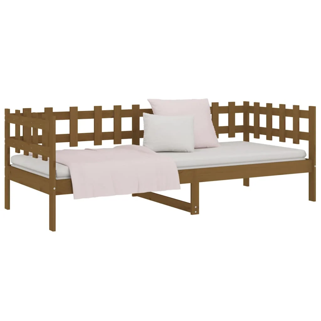 daybed 80x200 cm massivt fyrretræ gyldenbrun - Image 6