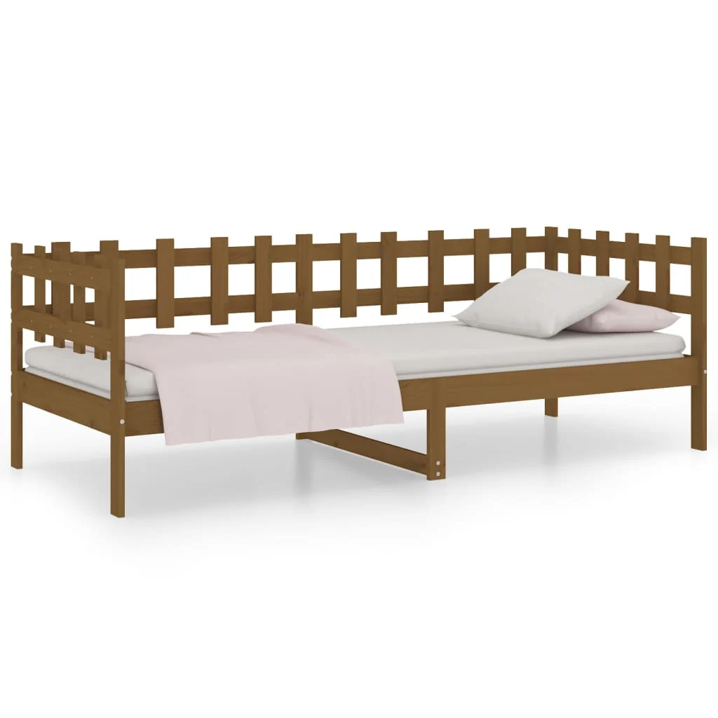 daybed 90x200 cm massivt fyrretræ gyldenbrun - Image 2