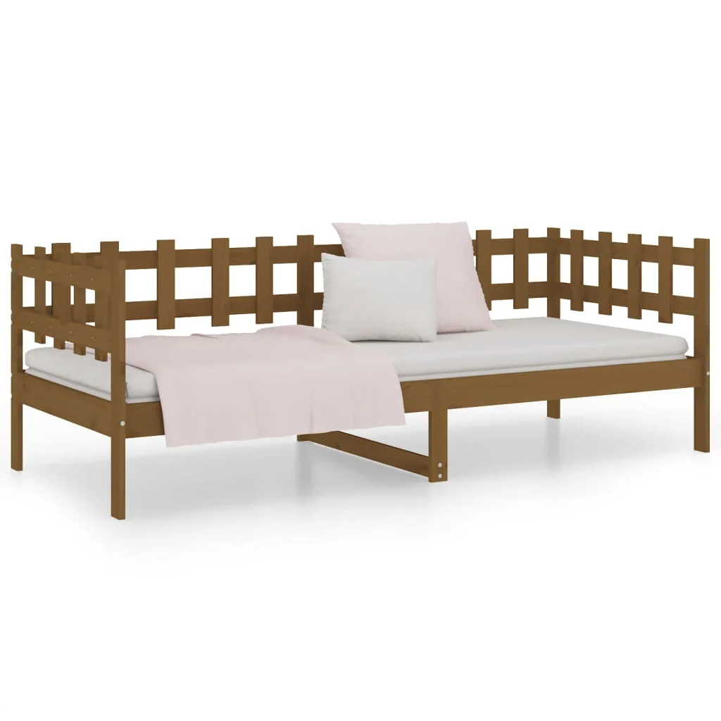daybed 90x200 cm massivt fyrretræ gyldenbrun - Image 5