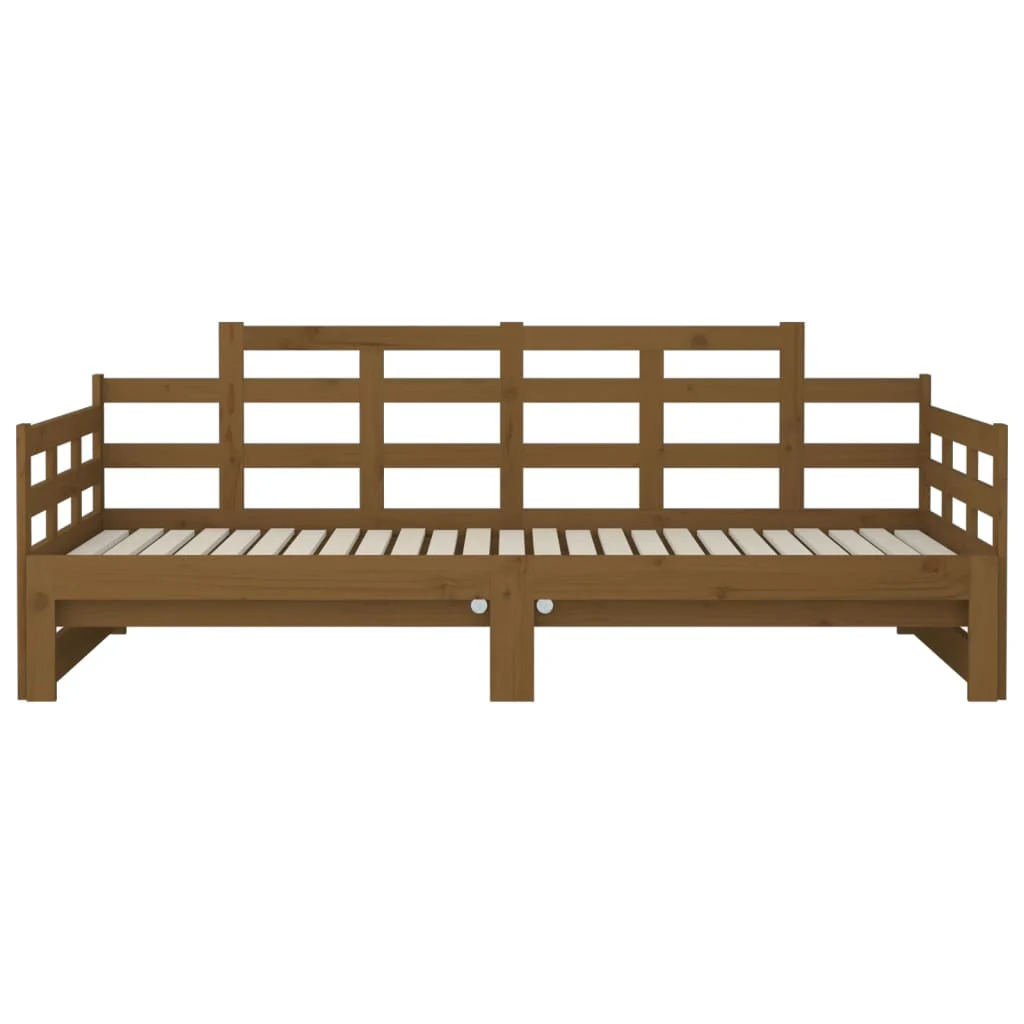 daybed med udtræk 2x(90x190) cm massivt fyrretræ gyldenbrun - Image 9