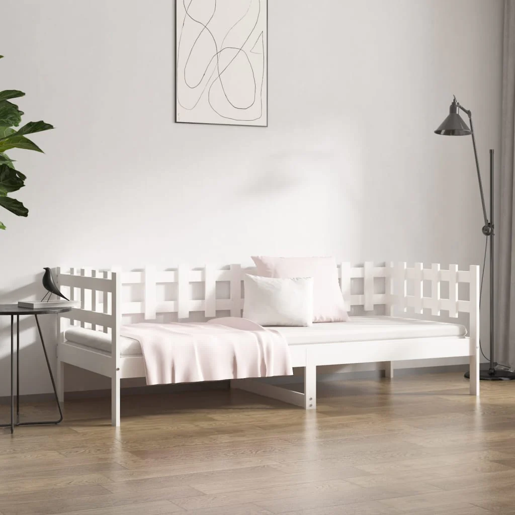 daybed uden madras 80x200 cm massivt fyrretræ hvid - Image 4