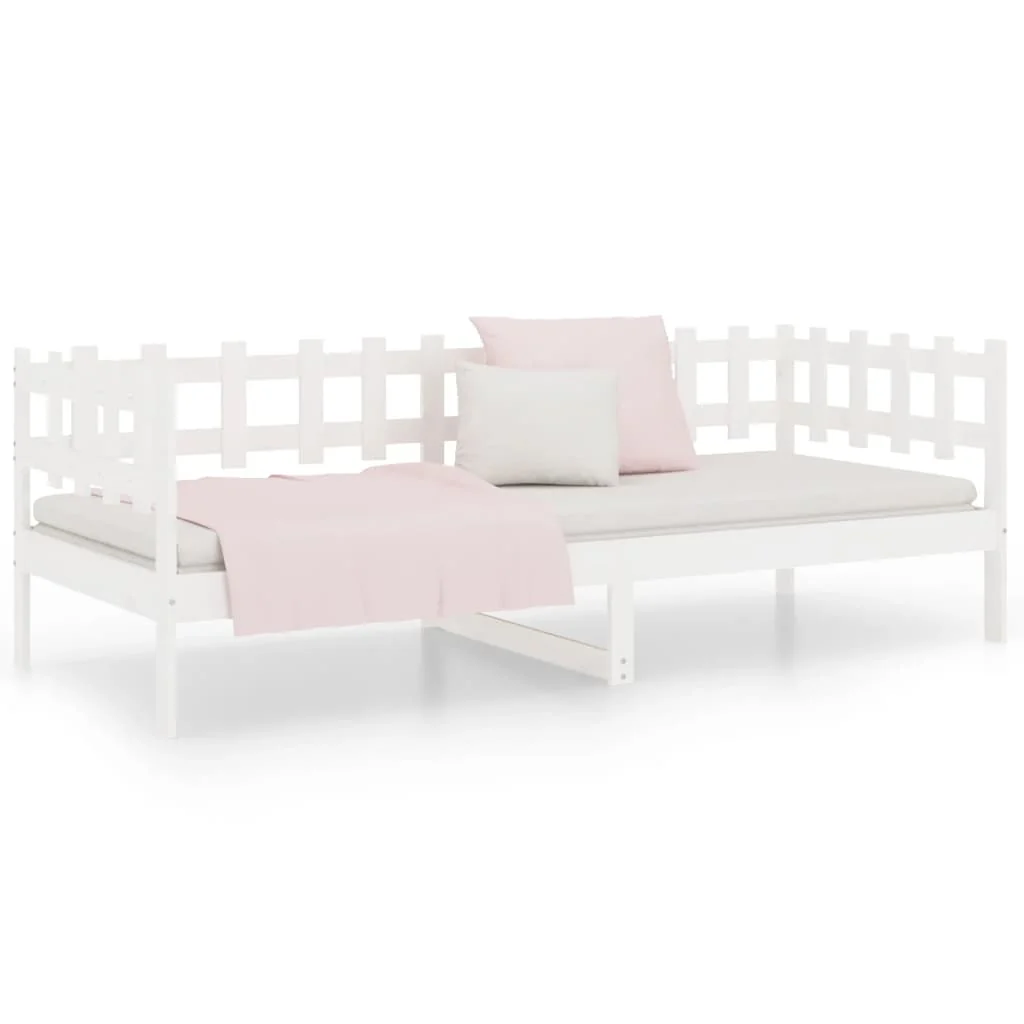 daybed uden madras 80x200 cm massivt fyrretræ hvid - Image 5