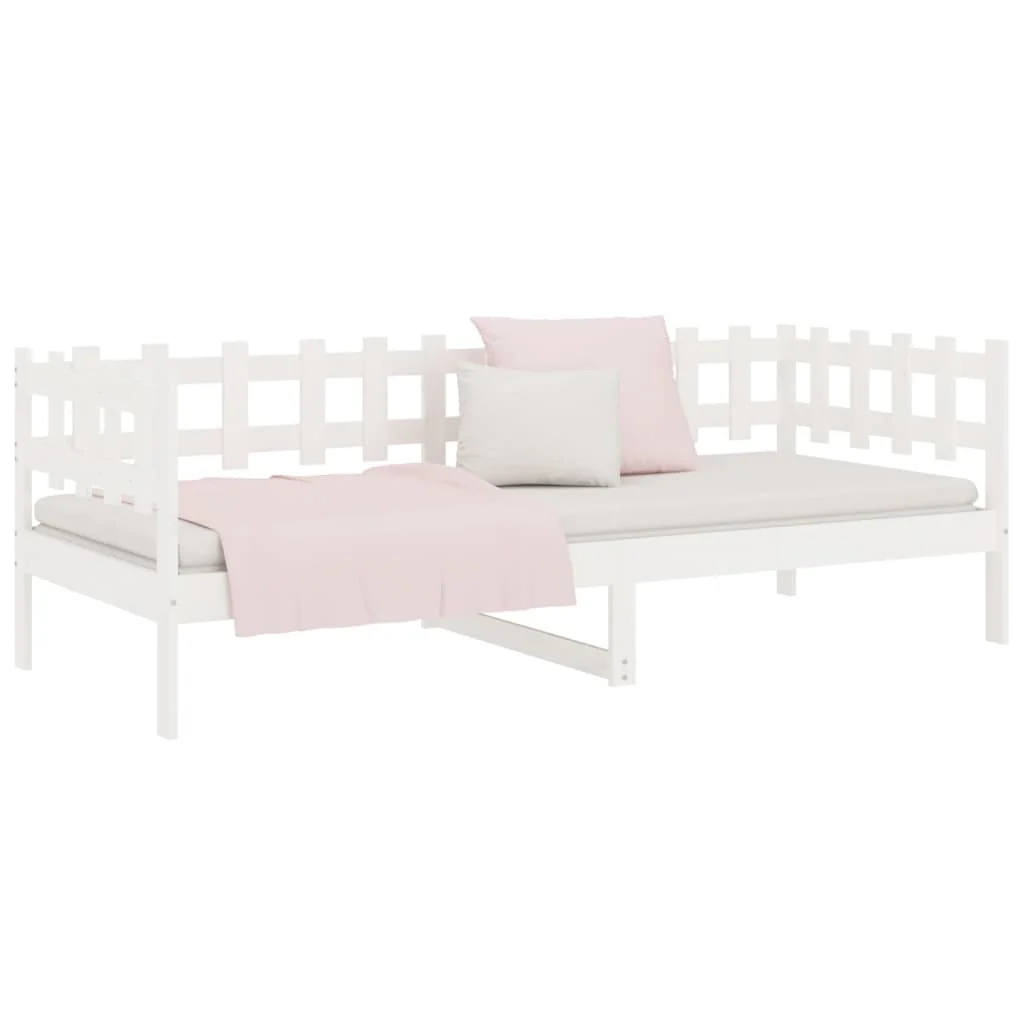 daybed uden madras 80x200 cm massivt fyrretræ hvid - Image 6